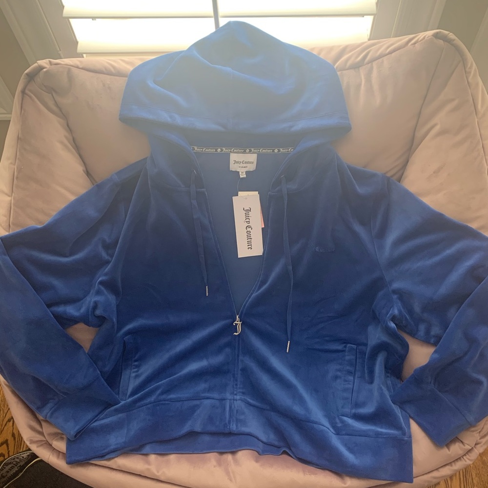 Juicy Couture Velour Ming Blue Zip Up